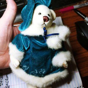 holiday bear in velvet dress